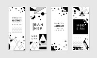 Modern black and white geometric banner templates set