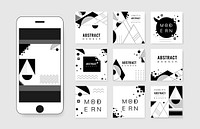 Modern black and white geometric banner templates set