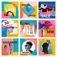 Instagram ad template vector for sale set