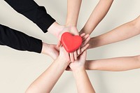 Hands united heart mockup psd community of love