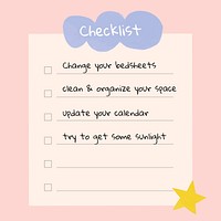 Checklist Facebook post template, cute self love design vector