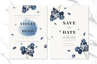 Floral save the date card set vector