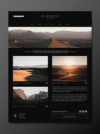 Travel blog first page template design vector