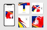 Colorful abstract art banner for phones template vector set