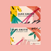 Memphis business card template vector colorful abstract style set