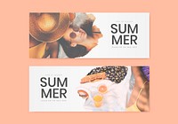 Summer sale website banner design vector