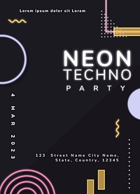 Neo Memphis invitation template vector