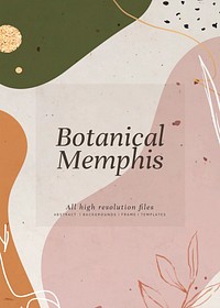 Abstract botanical Memphis invitation card vector