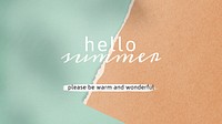 Hello summer please be warm and wonderful paper collage social template vector