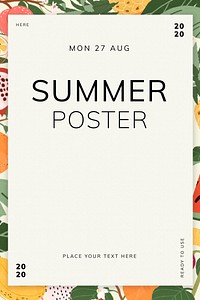Mix tropical fruits summer poster vector