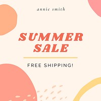 Summer sale free shipping social template vector 