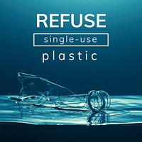 Refuse single-use plastic social media template vector