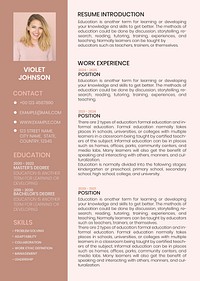 Feminine editable resume template downloadable psd curriculum vitae