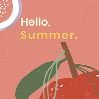 Hello fruity summer template design resource vector