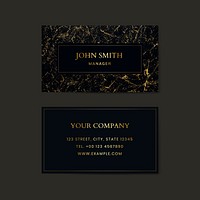 Black marble textured business card vector