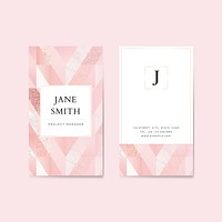 Pink glitter business card vector