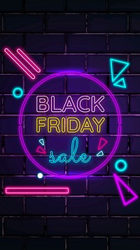 Neon vector Black Friday sale promotion banner template