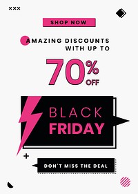 Black Friday psd 70% off pink sale promotion banner template