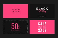 Black Friday vector deals pink social advertising poster template set