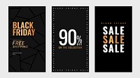 Vector Black Friday bold shine text promotional poster template collection