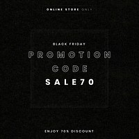 Promotion code sale 70 vector Black Friday ad template