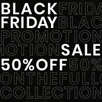 Black Friday sale vector bold text pattern promotional ad template