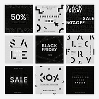 Vector Black Friday textured background sale ad collection