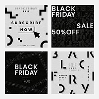 Black Friday discounts vector social advertisement pack