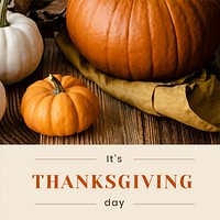Thanksgiving pumpkin background template vector for social media post