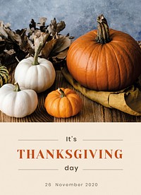 Thanksgiving greeting message template pumpkin background vector
