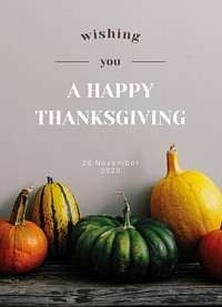 Thanksgiving psd greeting card template pumpkin background