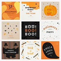 Instagram ad template vector for halloween set