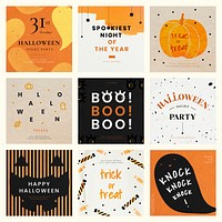 Halloween vector editable template for social media set