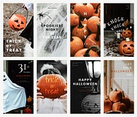 Halloween Facebook story template vector set