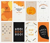 Halloween Instagram story template vector set