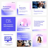 Instagram ad template vector for technology set