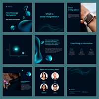 Editable vector social media post technology template set