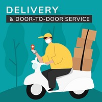 Door to door delivery template vector social media post