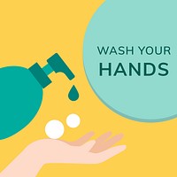 Wash your hands vector prevent Covid 19 social media post