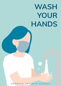 Wash your hands vector template prevent Covid 19