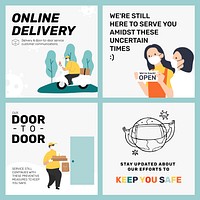 Online delivery vector template in new normal set