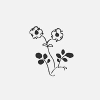Vintage flower icon illustration in black