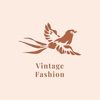 Flying bird badge template psd for vintage fashion brands in earth tone