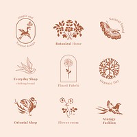 Organic branding logo psd template vintage collection