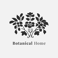 Beautiful leaf logo vector template for botanical branding in black