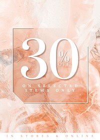 Sale editable poster template psd with 30% off text