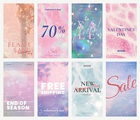 Valentine’s sale template vector set editable social media story