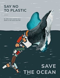 Save the ocean template psd say no to plastic