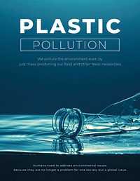 Plastic pollution editable template psd environment poster