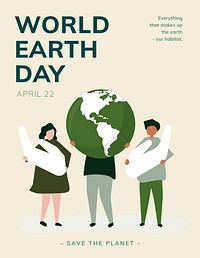 World earth day poster vector editable template